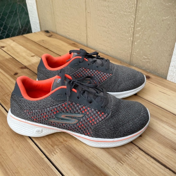 Skechers Gray and Neon Orange Sneakers - Picture 1 of 5